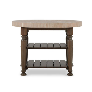 Farmhouse Butcher Block Kitchen Island in Straw Wash-Blue Hand Home