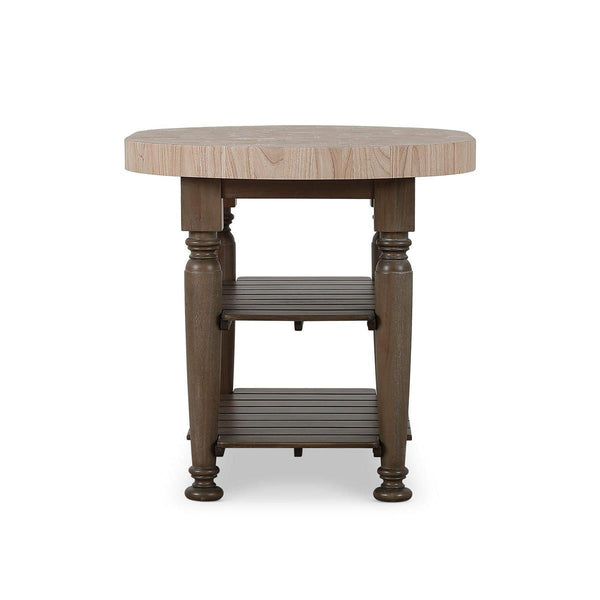 Farmhouse Butcher Block Kitchen Island in Straw Wash-Blue Hand Home