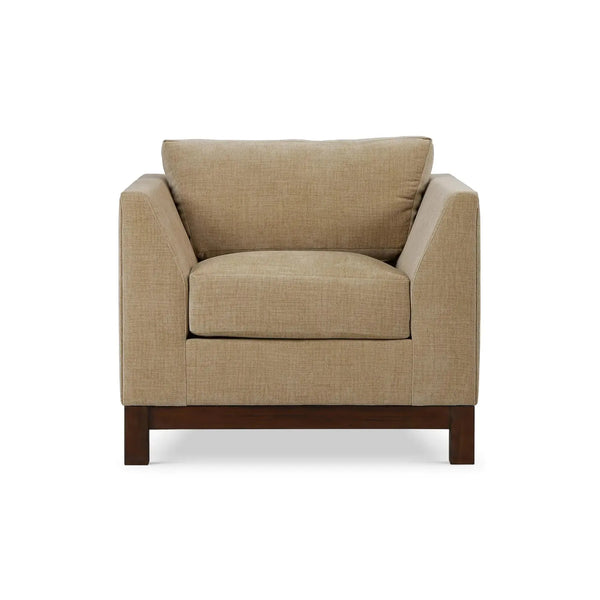 Aberdeen Chair in Walnut w/ Thames French Yellow Performance Fabric-Blue Hand Home
