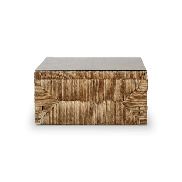 Tuscan Rush Coffee Table w/ Tempered Glass-Blue Hand Home