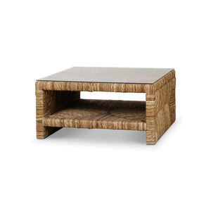 Tuscan Rush Coffee Table w/ Tempered Glass-Blue Hand Home