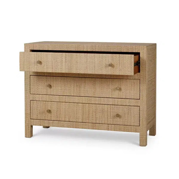 Kagu 3 Drawer Dresser Wrapped in Natural Rattan-Blue Hand Home