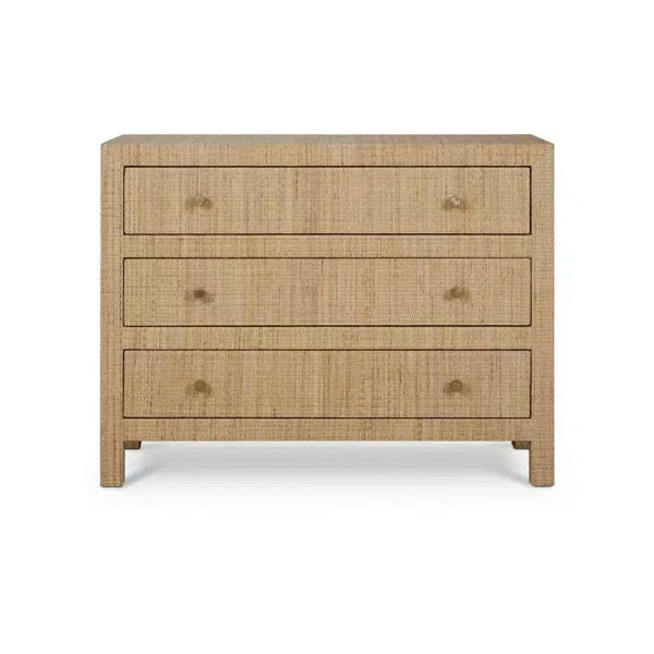 Kagu 3 Drawer Dresser Wrapped in Natural Rattan-Blue Hand Home