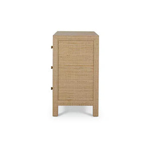 Kagu 3 Drawer Dresser Wrapped in Natural Rattan-Blue Hand Home