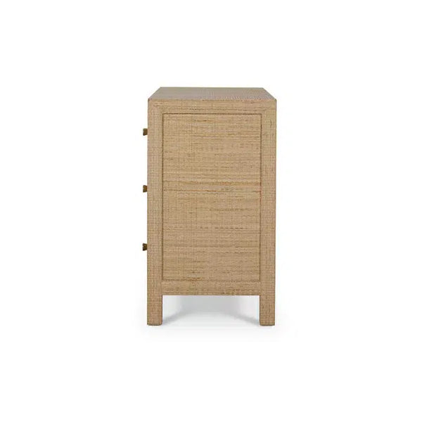 Kagu 3 Drawer Dresser Wrapped in Natural Rattan-Blue Hand Home