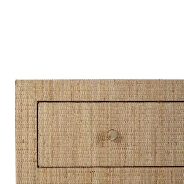 Kagu 3 Drawer Dresser Wrapped in Natural Rattan-Blue Hand Home