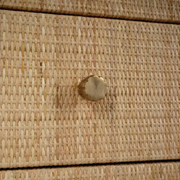 Kagu 3 Drawer Dresser Wrapped in Natural Rattan-Blue Hand Home