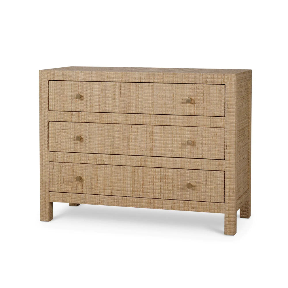 Kagu 3 Drawer Dresser w/ Rattan-Blue Hand Home