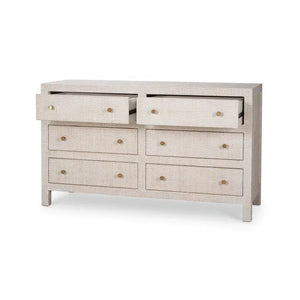 Kagu 6 Drawer Dresser w/ Rattan-Blue Hand Home