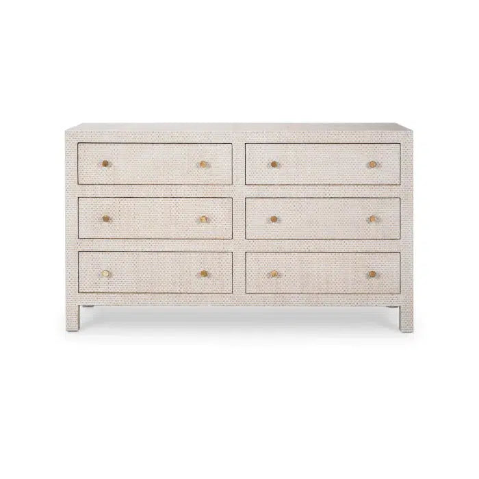 Kagu 6 Drawer Dresser w/ Rattan-Blue Hand Home