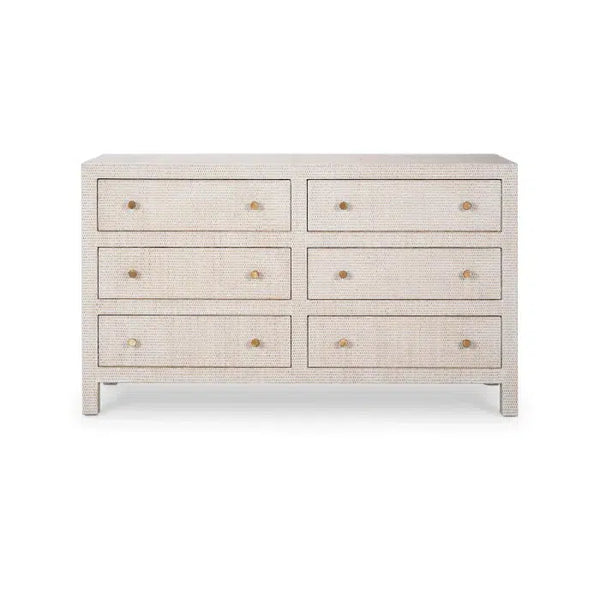 Kagu 6 Drawer Dresser w/ Rattan-Blue Hand Home
