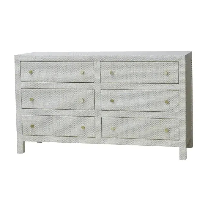 Kagu 6 Drawer Dresser w/ Rattan-Blue Hand Home