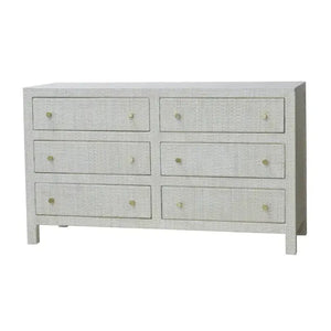 Kagu 6 Drawer Dresser w/ Rattan-Blue Hand Home