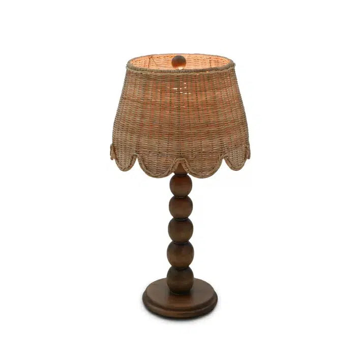 Cholet Table Lamp w/ Scalloped Shade in Straw Wash-Blue Hand Home