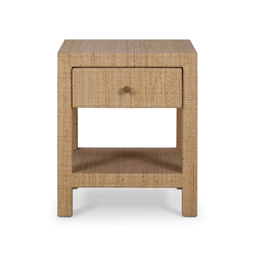 Kagu 1 Drawer Nightstand w/ Rattan-Blue Hand Home