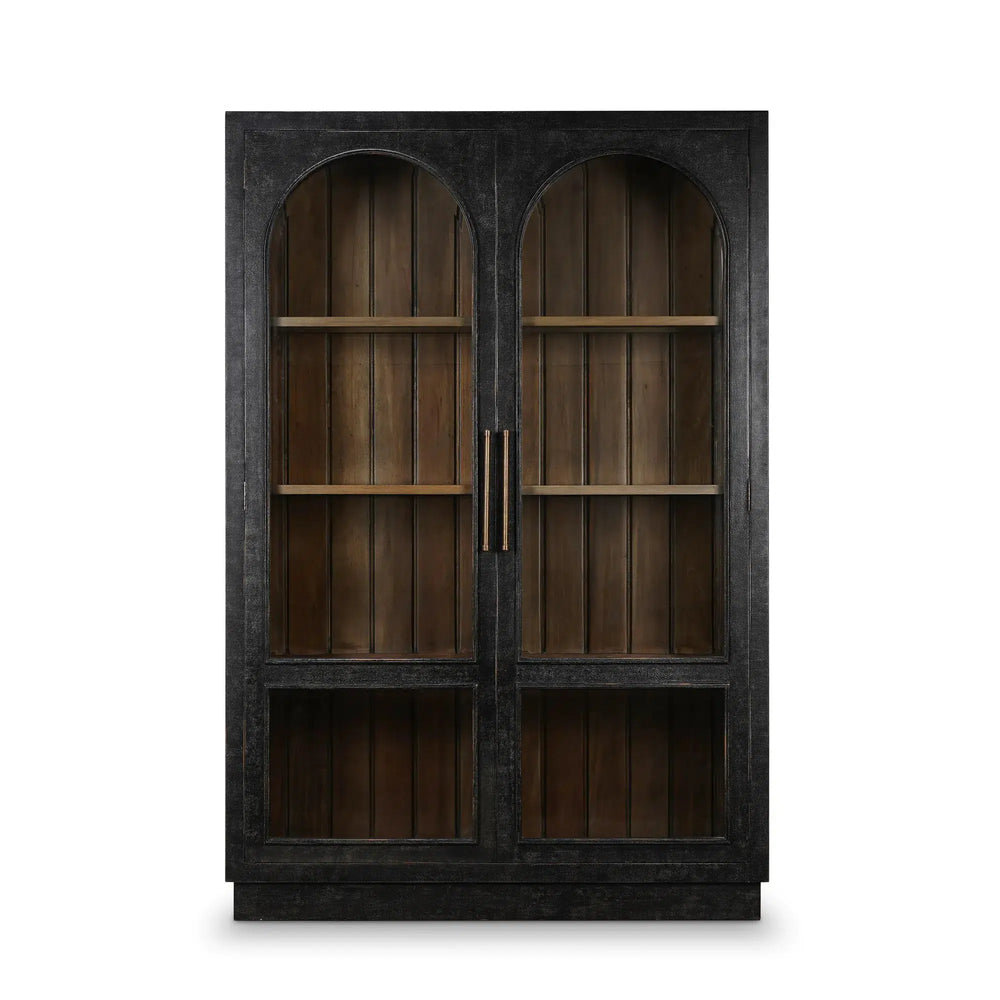 Vannes 2 Door Display Cabinet w/ Glass Shelves-Blue Hand Home
