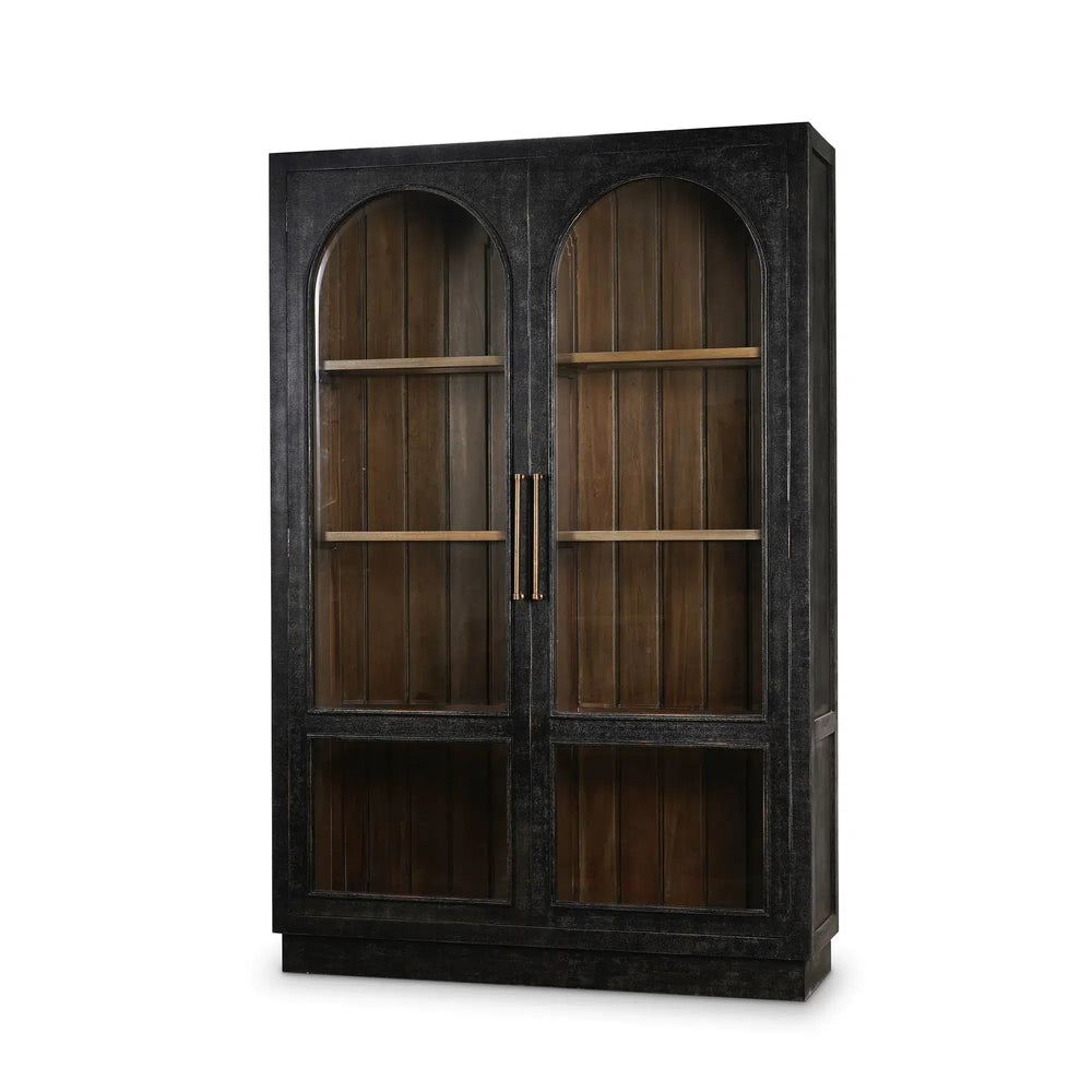 Vannes 2 Door Display Cabinet w/ Glass Shelves-Blue Hand Home