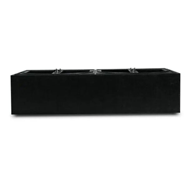 Vannes 4 Door Sideboard w/ Glass Shelves in Vintage Black w/ Straw Wash Interior-Blue Hand Home