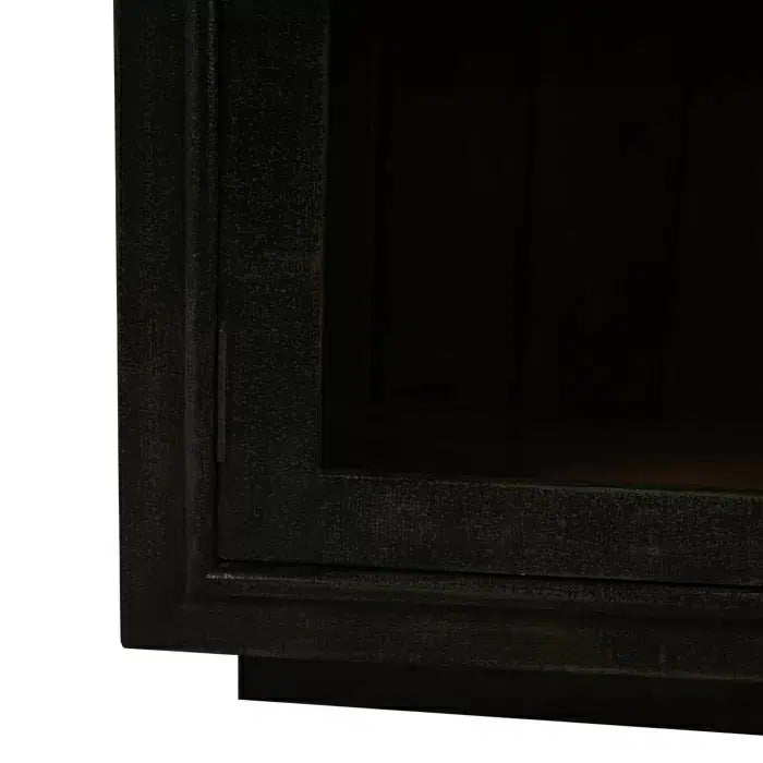 Vannes 4 Door Sideboard w/ Glass Shelves in Vintage Black w/ Straw Wash Interior-Blue Hand Home