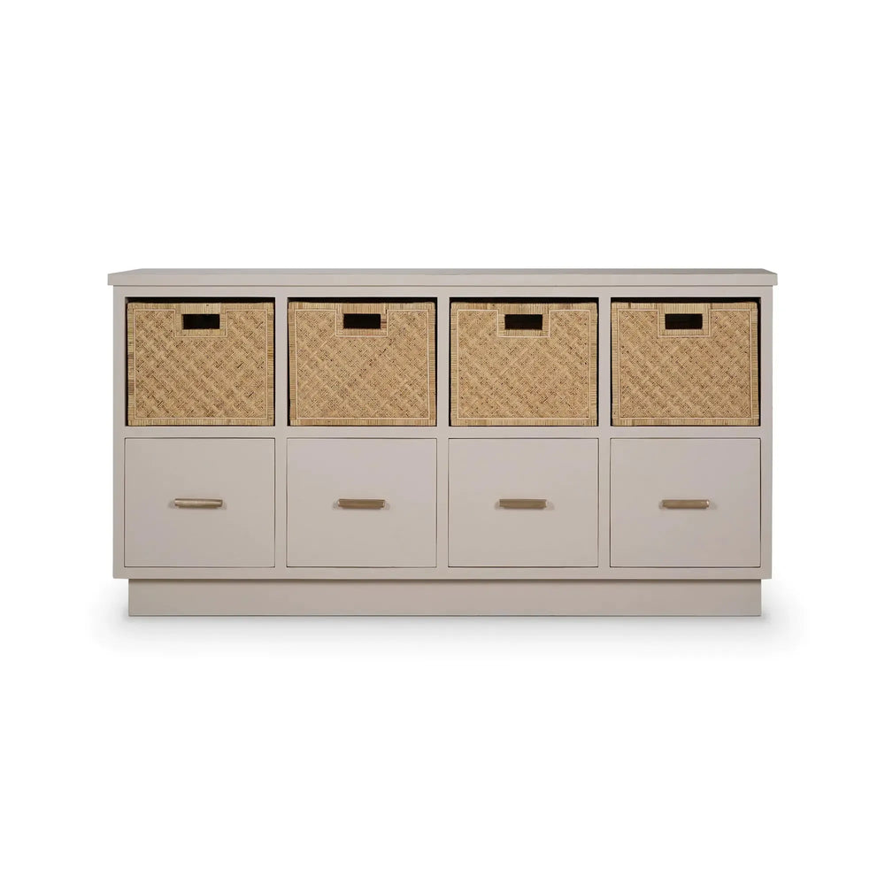 Dakota Storage Unit w/ Drawers & Rattan Baskets-Blue Hand Home