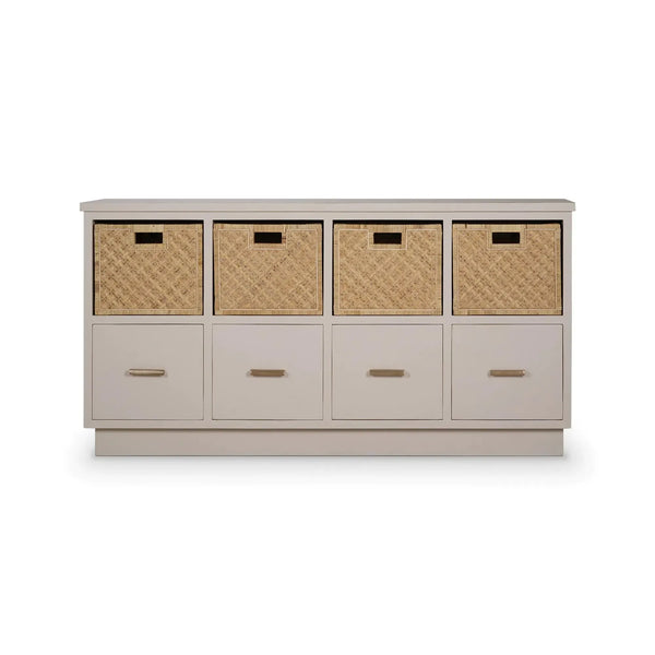 Dakota Storage Unit w/ Drawers & Rattan Baskets-Blue Hand Home