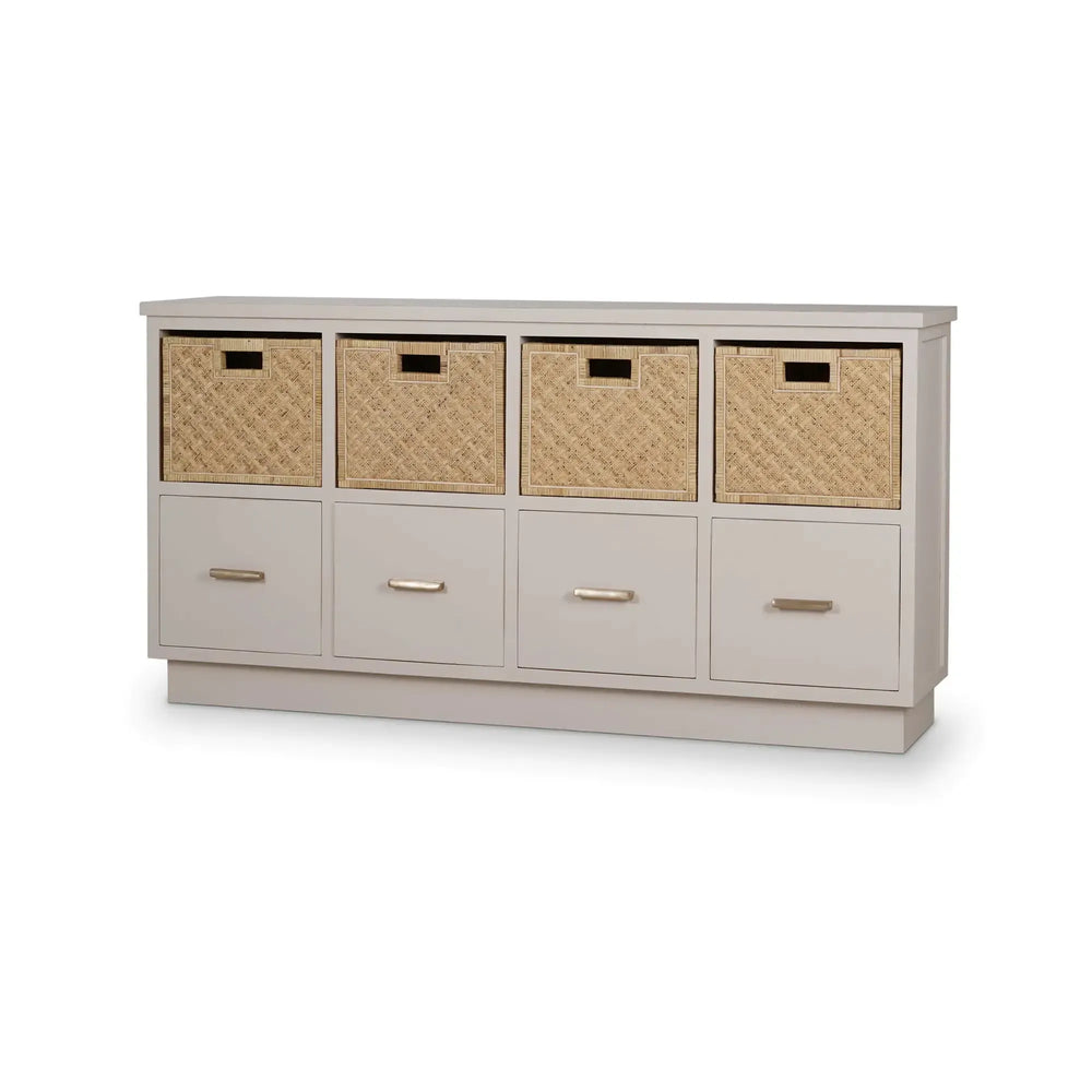 Dakota Storage Unit w/ Drawers & Rattan Baskets-Blue Hand Home