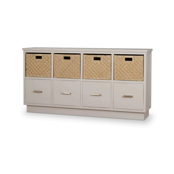 Dakota Storage Unit w/ Drawers & Rattan Baskets-Blue Hand Home