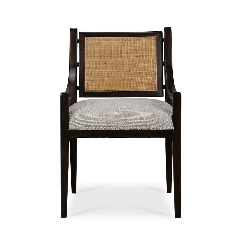 Milano Dining Chair w/ Upholstered Seat & Rattan Back-Blue Hand Home