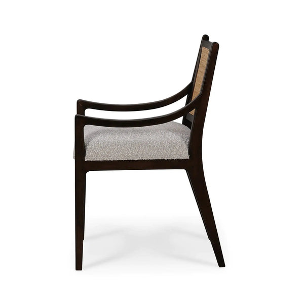 Milano Dining Chair w/ Upholstered Seat & Rattan Back-Blue Hand Home