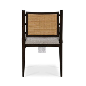 Milano Dining Chair w/ Upholstered Seat & Rattan Back-Blue Hand Home
