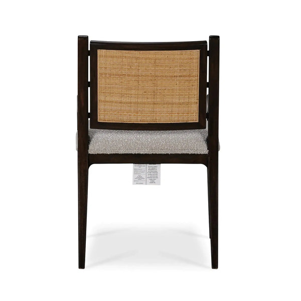Milano Dining Chair w/ Upholstered Seat & Rattan Back-Blue Hand Home