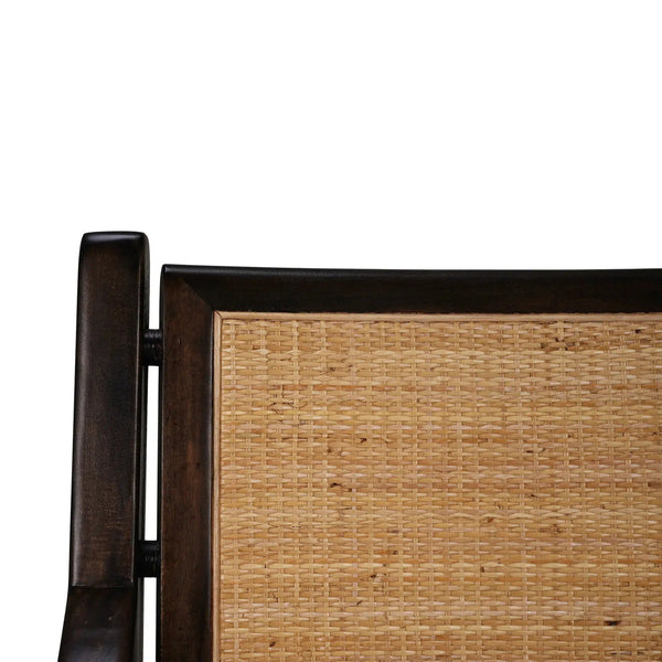 Milano Dining Chair w/ Upholstered Seat & Rattan Back-Blue Hand Home