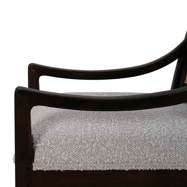Milano Dining Chair w/ Upholstered Seat & Rattan Back-Blue Hand Home