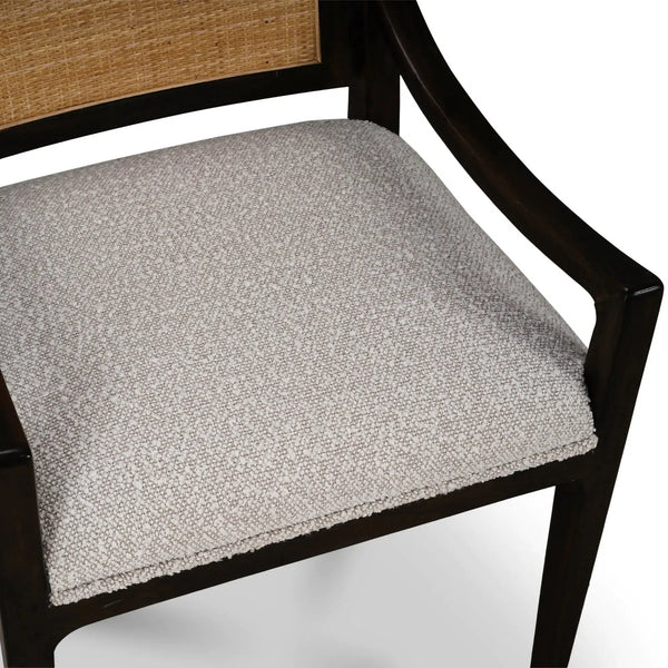 Milano Dining Chair w/ Upholstered Seat & Rattan Back-Blue Hand Home