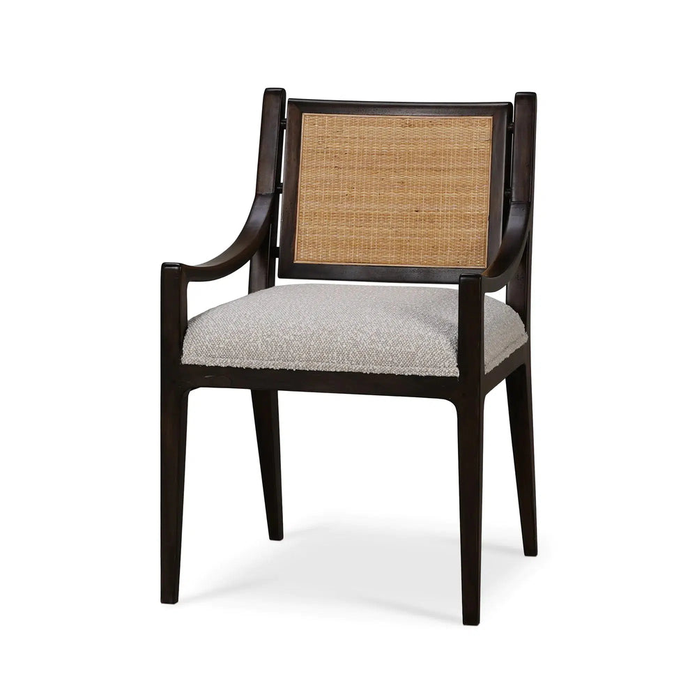 Milano Dining Chair w/ Upholstered Seat & Rattan Back-Blue Hand Home