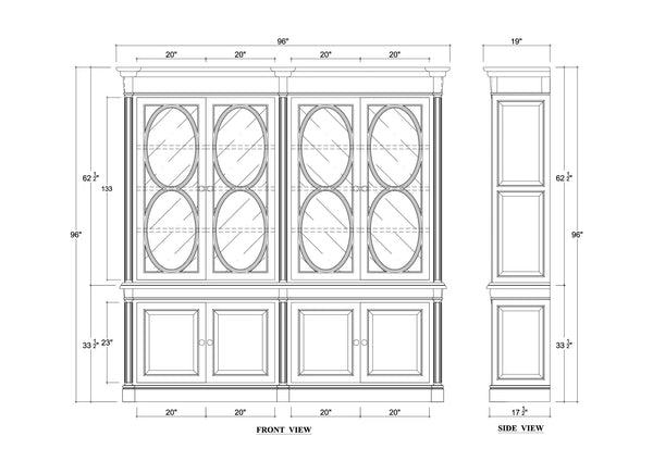 Fiona 2 Piece Display Cabinet w/ Glass Shelves-Blue Hand Home