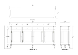 Kelly 4 Door 4 Drawer Buffet-Blue Hand Home