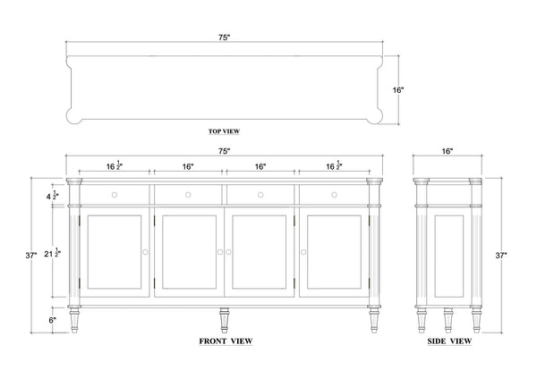 Kelly 4 Door 4 Drawer Buffet-Blue Hand Home