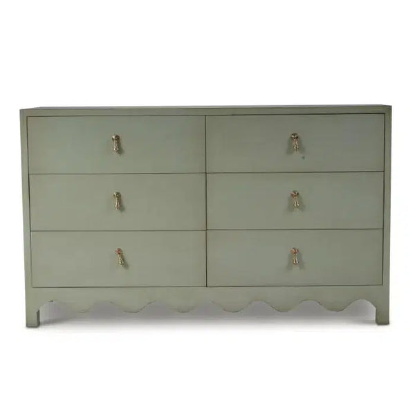 Chloe 6 Drawer Dresser in Vintage Fennel Green-Blue Hand Home