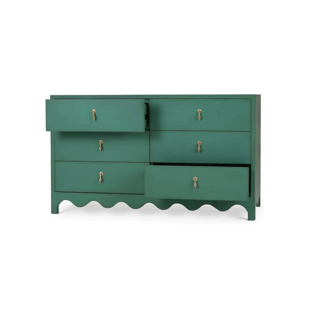 Chloe 6 Drawer Dresser in Vintage Willow Green-Blue Hand Home