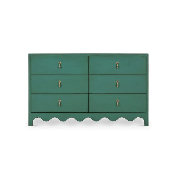 Chloe 6 Drawer Dresser in Vintage Willow Green-Blue Hand Home
