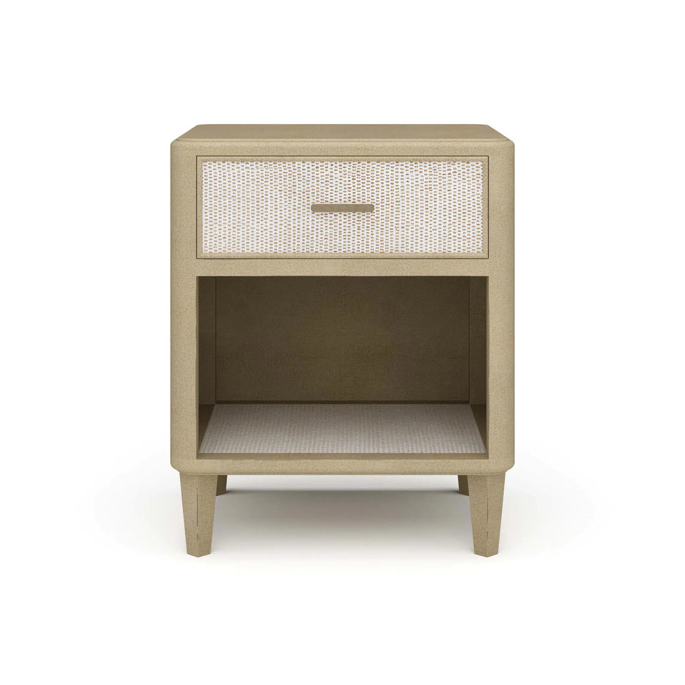 Lexington 1 Drawer Bedside Table w/ Rattan-Blue Hand Home