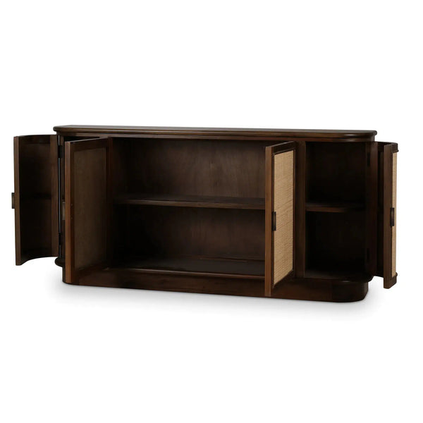 Dakota Oval 4 Door Sideboard w/ Rattan Panels-Blue Hand Home