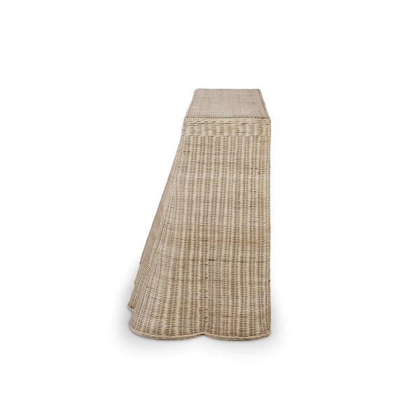 Newport Console Table In Rattan Natural-Blue Hand Home