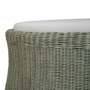 Newport Rattan Ottoman w/ Cushion-Blue Hand Home