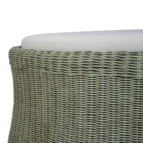 Newport Rattan Ottoman w/ Cushion-Blue Hand Home