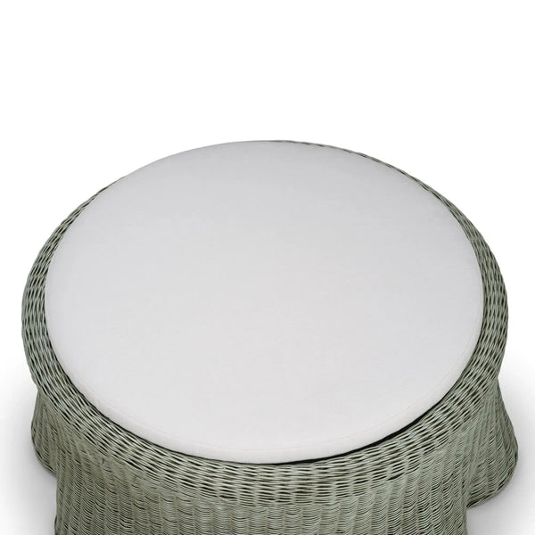 Newport Rattan Ottoman w/ Cushion-Blue Hand Home