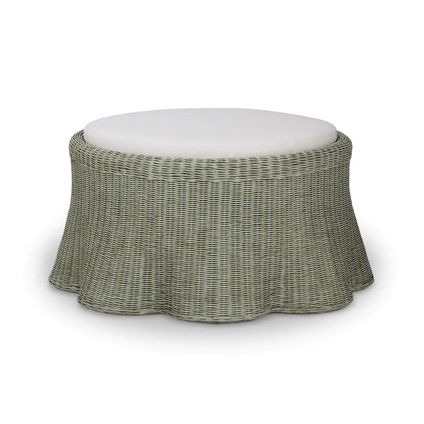 Newport Rattan Ottoman w/ Cushion-Blue Hand Home