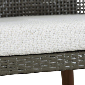 Savanah Dining Chair in Midnight Olive Rattan & Walnut Legs w/ Dinara Natural Cushion-Blue Hand Home