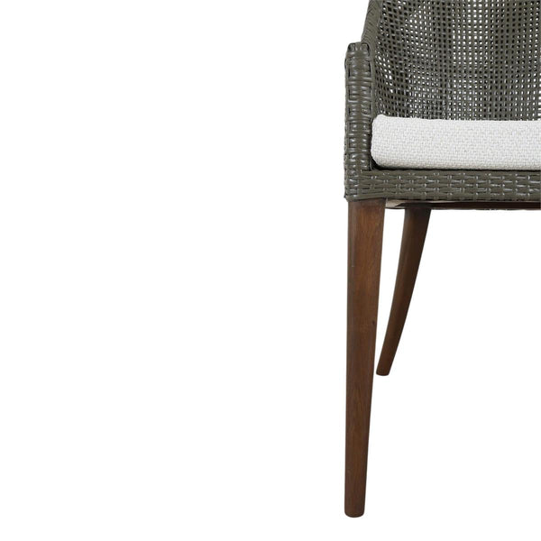 Savanah Dining Chair in Midnight Olive Rattan & Walnut Legs w/ Dinara Natural Cushion-Blue Hand Home